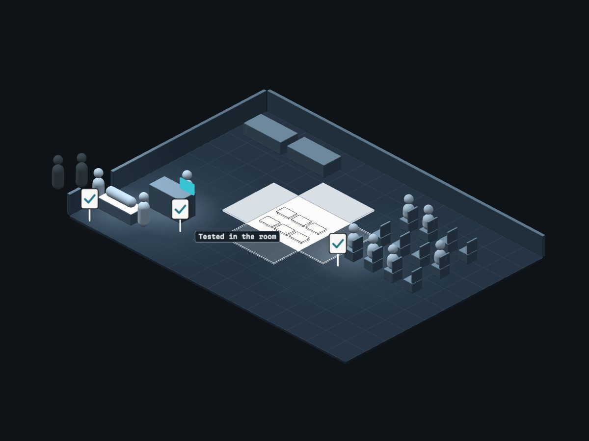 The whole department in soft light, calm. The AI’s screen now sits at the triage desk with the nurse.